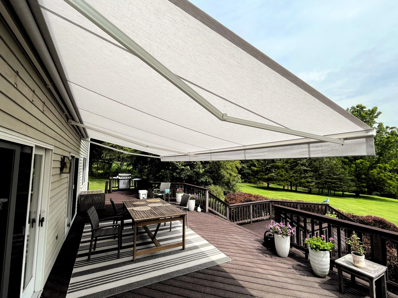 retractable awning over large deck