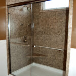 An accessible glass-enclosed shower