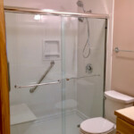 An accessible glass-enclosed shower