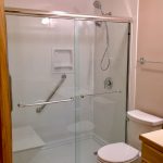 An accessible glass-enclosed shower
