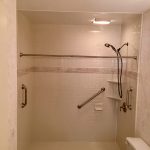 An accessible glass-enclosed shower