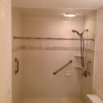 An accessible glass-enclosed shower